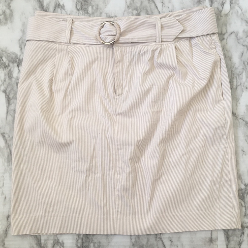 rafaella PETITE Beige and White Striped Skirt, 12P - Picture 3 of 9
